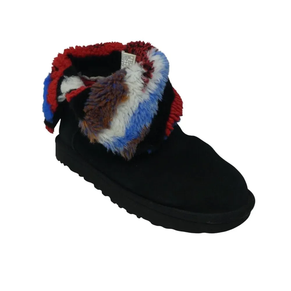 UGG Bailey Buckle Cali Collage Black Suede Fleece Lined Winter Boots